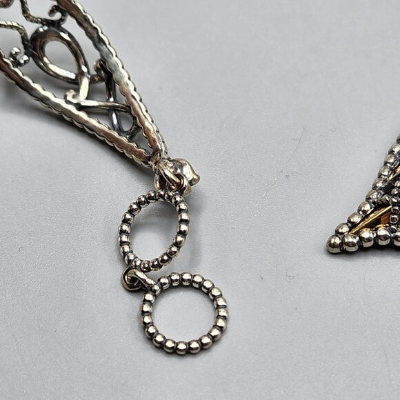 Carolyn Pollack 925 Brass Copper Necklace Bracelet Set Filigree Teardrop Silver - Picture 7 of 15